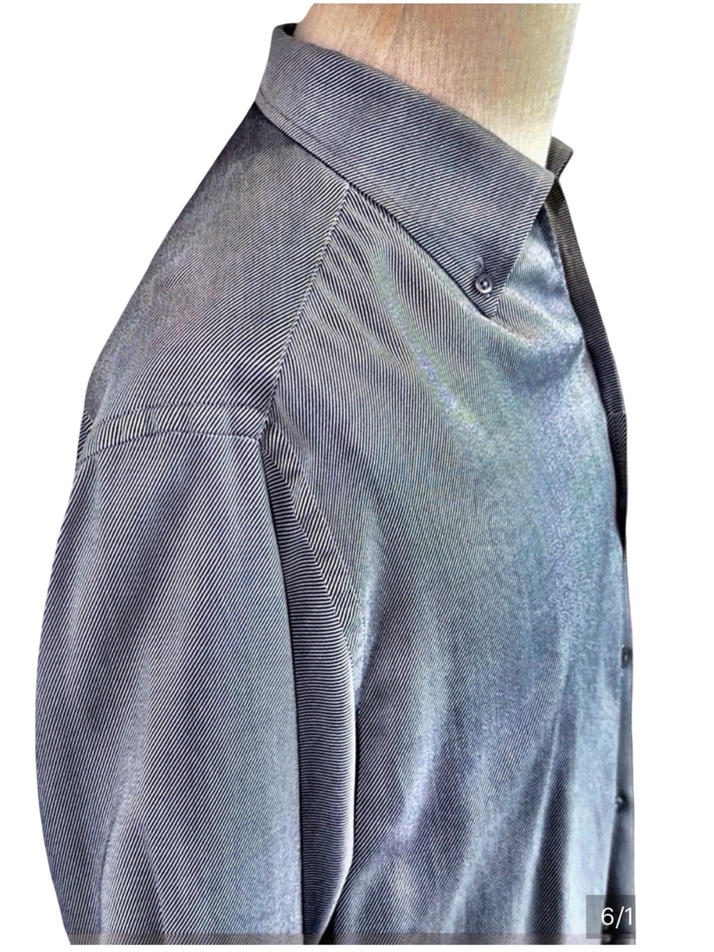 Equilibrio Italia Men’s Button-Down Shirt | Gray Italian Cotton | Made in Italy - Picture 4 of 14